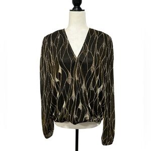 🆕 AUTRES FILLES Sheer Gold Crossover Long Sleeve